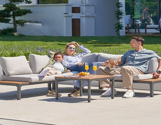 6-Seater Armless L Shape Sectional Outdoor Sofa With Detachable Backrest