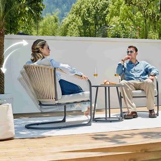 U - shaped Patio Rocking Chairs Set - Natural Expressions