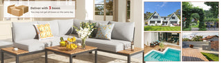 6-Seater Armless L Shape Sectional Outdoor Sofa With Detachable Backrest