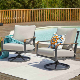 Swivel Glider Rocking Chairs with metal table - Natural Expressions