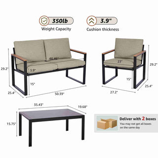 4 - Seater Mesh Back Conversation Set With Patio Coffee Table - Natural Expressions