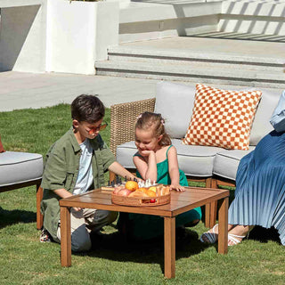 4 - Seater Wicker Sectional Outdoor sofa With Metal Table - Natural Expressions