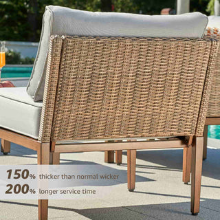 4 - Seater Wicker Sectional Outdoor sofa With Metal Table - Natural Expressions