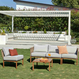 4 - Seater Wicker Sectional Outdoor sofa With Metal Table - Natural Expressions