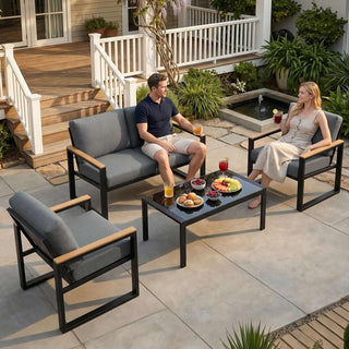 4-Seater Mesh Back Conversation Set With Patio Coffee Table