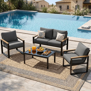 4-Seater Mesh Back Conversation Set With Patio Coffee Table