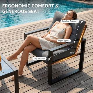 4-Seater Mesh Back Conversation Set With Patio Coffee Table