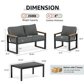 4-Seater Mesh Back Conversation Set With Patio Coffee Table